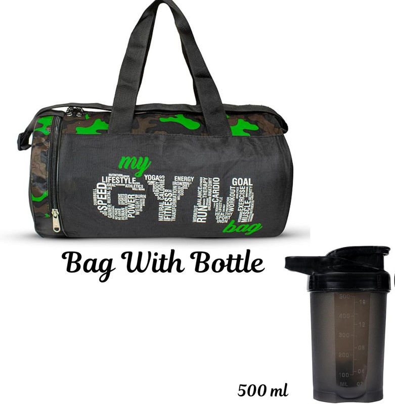 EMMCRAZ Black/green Patter MY GYM BAG WITH SPIDER BOTTLE (green, Sling Bag) (Dry Bag)(Green, Dry Bag)