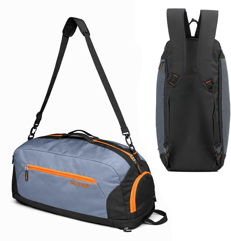 SLOVIC Duffle Bag | 33L | Grey + Orange | with shoe compartment(Multicolor, Kit Bag)