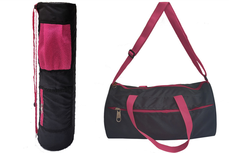 PANCHTATAVA Trendy Black Orange Yoga Mat Bag with Black Pink Duffel/Gym Bag(Black, Sling Bag)