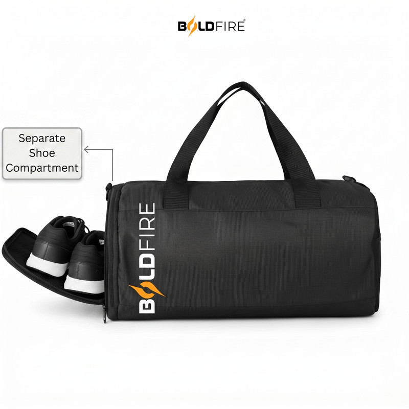 BoldFire Gym Bag for Men & Women Sports / Shoes Compartment(Black, Kit Bag)
