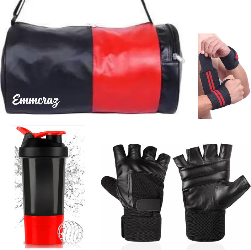 EMMCRAZ my red gym bag with gallon bottle with wrist band and gym gloves Home Fitness Kit(Red, Dry Bag)