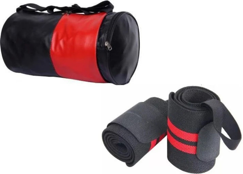 EMMCRAZ Combo(black&grey) gym bag with wrist support band Home Gym Kit Gym & Fitness Kit(Dry Bag)
