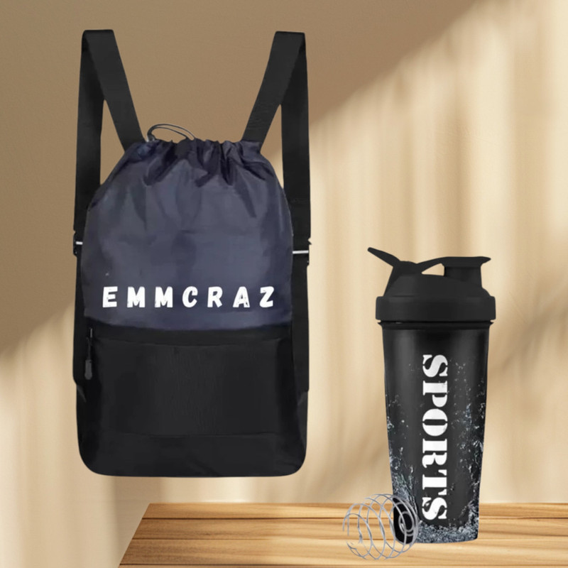 EMMKITZ Gym Drawstring Sport Bag Protien Sipper/Exceptional2in1 combo Drawstring GymBag Fitness Accessory Kit Kit