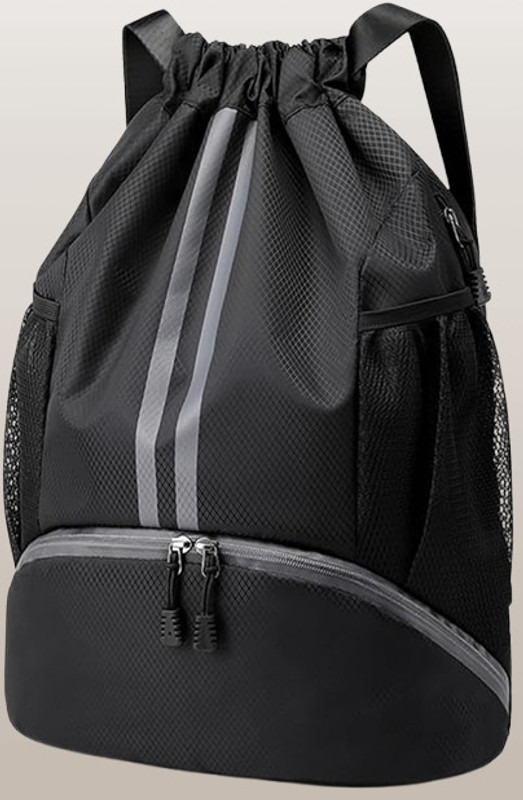 HGT Waterproof Drawstring Backpack Unisex with shoe compartment(Black, Drawstring Bag)