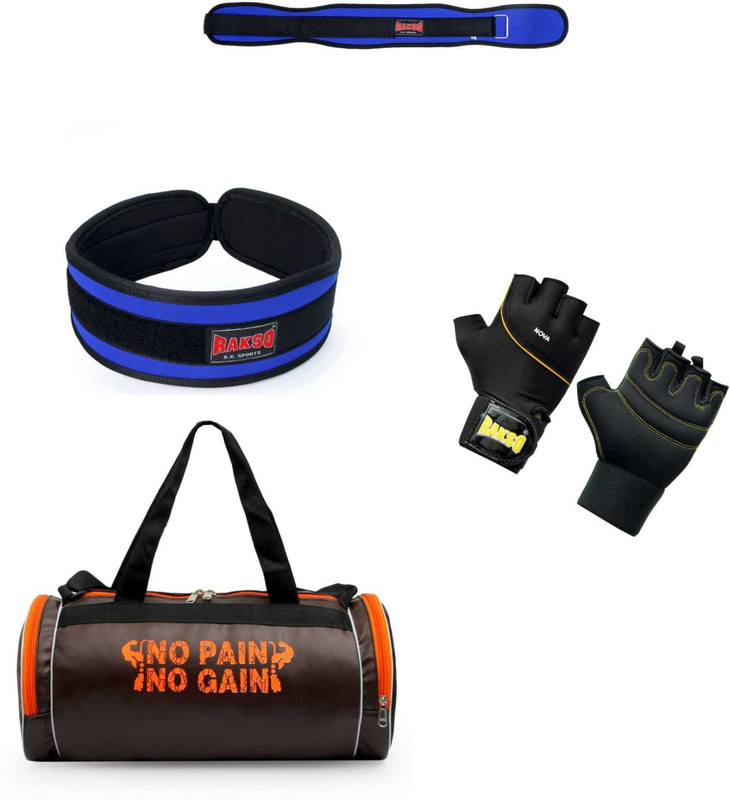Rakso DUFFEL GYM BAG WITH Shoe Compartment GYM GLOVE weight lifting BELT FOR MEN WOMEN(Kit Bag)