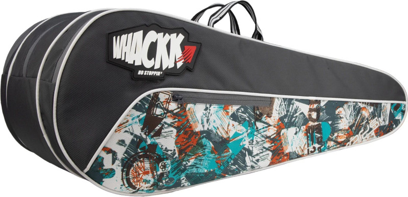 WHACKK Team Grey Printed Tennis Badminton Squash Cover Kit Bag 6T 8B Racket Duffel(Grey, Messenger Bag)