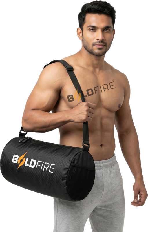 iamalot Premium Round Gym Bag for Men & Women | Travel Duffel with Water Resistant(Black, Kit Bag)