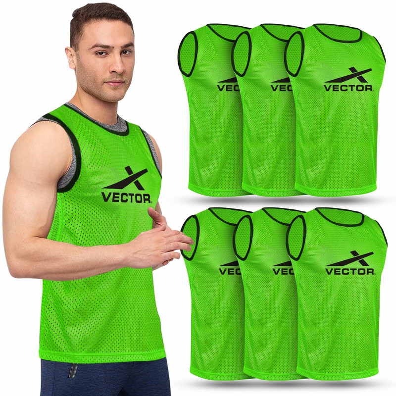 VECTOR X 100% Polyester Mesh High sweat absorbent Team Practice Vests|Track & Field Play X-Large Football Bib(Green)