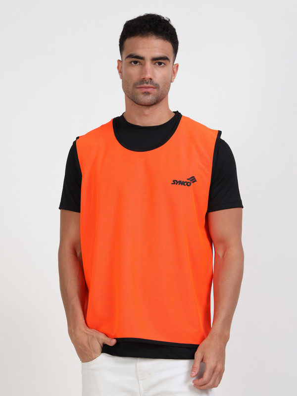 SYNCO Bibs for Football, Team Practice Vests, Sports Bibs for Football, Hockey, Large Football, Hockey Bib(Orange)