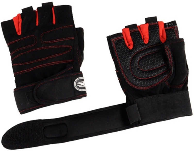 NIRVA Half Finger Sport Gym Gloves Cycling Mountain Road Bike Racing Bicycle Gloves Cycling Gloves(Red, Black)