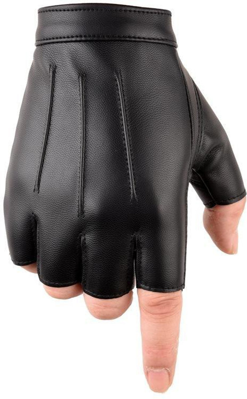 ketmart Driving PU Leather Outdoor Sport Half Finger Glove for Men Women Teens(Size-L) Riding Gloves(Black)