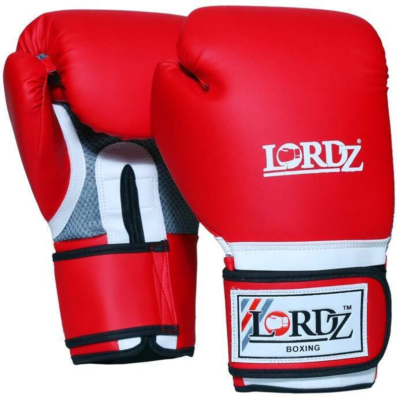 Lordz Boxing Gloves, MMA Gloves synthetic leather sandwich padding for boys and girls Boxing Gloves(Red)