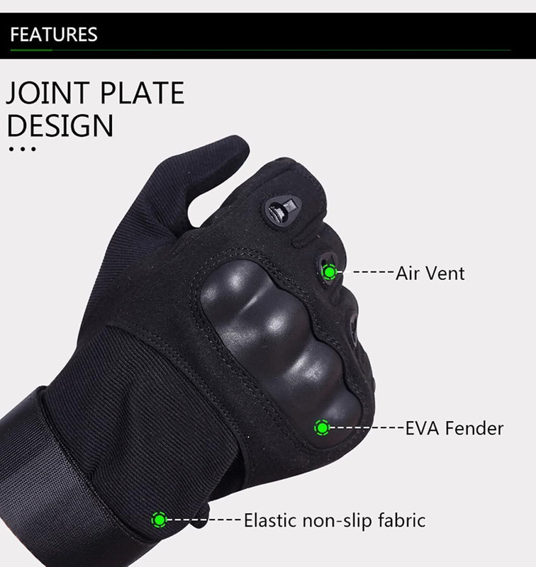 ZARRY Full Finger Winter Glove for Men and Women, Tactical Army Bike Driving Gloves(Black)