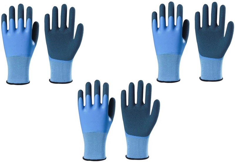 Masox Store Nylon Latex Coated Firm Grip Industrial Safety Work Cut Resistant Gloves men K1 Climbing Gloves(Sky Blue)