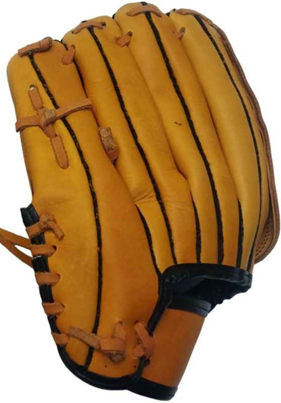 PROFICIENT YELLOW BROWN REAL LEATHER BASEBALL SOFTBALL GLOVE Baseball Gloves(Yellow, Brown)