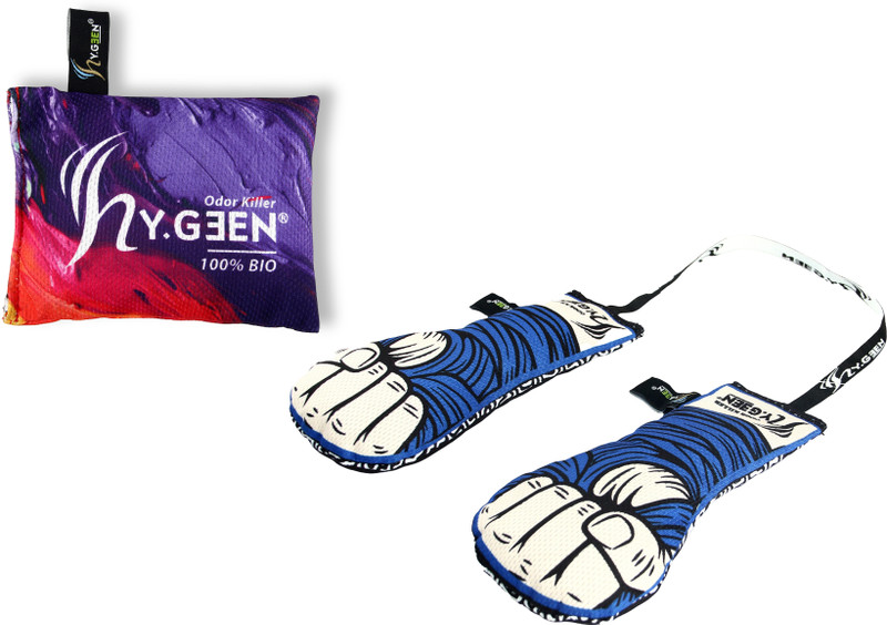 Hygeen Charcoal Deodorizer Air Purifier Combo Glove Gym Bag & Car Odor Remover Boxing Gloves(Blue, Pink)