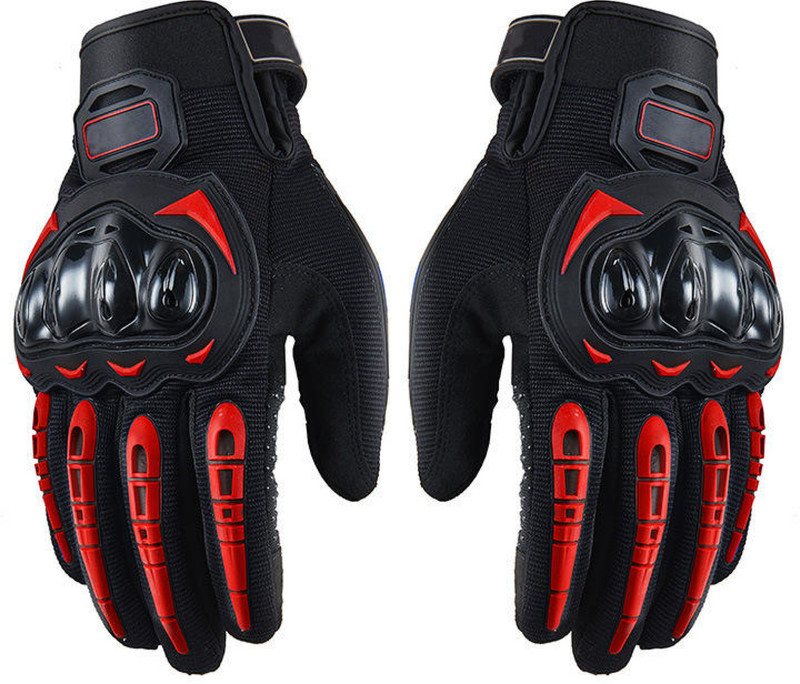 aksmit Best Full Finger Motorcycle Rider Gloves Touchscreen Breathable Anti-Slip Red Riding Gloves(Red)