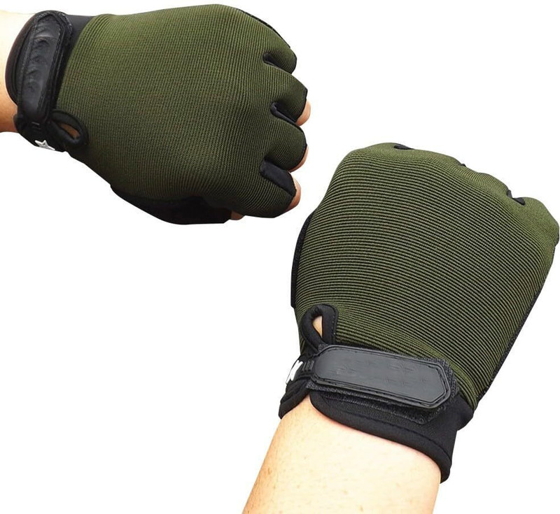 zaysoo Half Finger Anti-Slip Synthetic Gloves for Men & Women Gym & Fitness Gloves(Green)