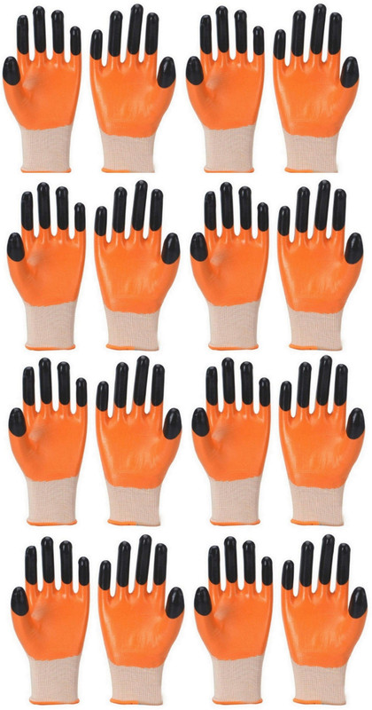 RBGIIT Heavy Duty Reusable Hand Gloves for Garden Agriculture Industrial Farming work k Skating Gloves(Orange, Black)