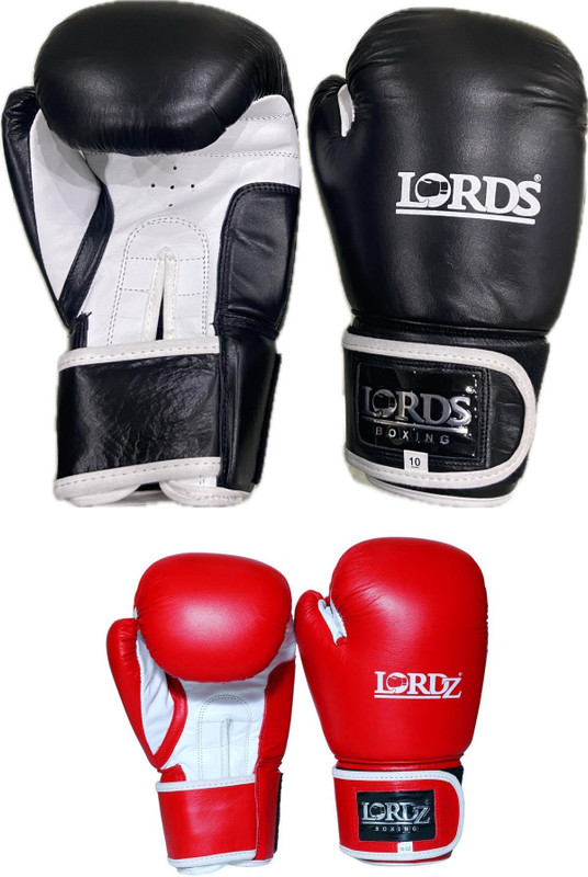 Lordz Competition Boxing,Fight Gloves Top Grade Leather Red and Black 10oz (Combo) Boxing Gloves(Red, Black)