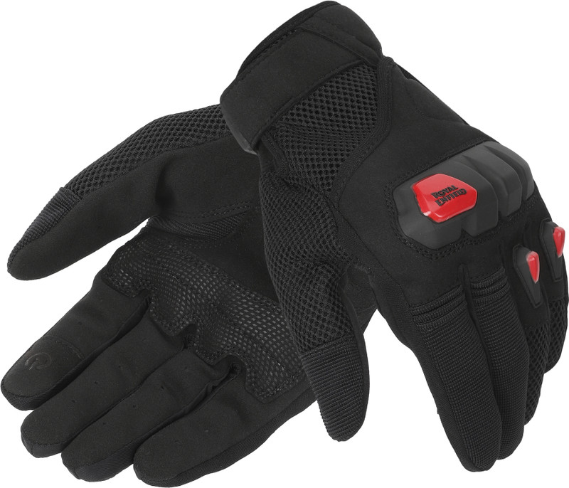ROYAL ENFIELD Rambler V3 Bike Riding Gloves | TPR Knuckle Protection & Abrasion Resistance Riding Gloves(Black)
