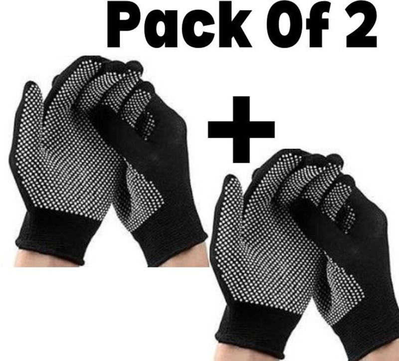 Shopeleven Men’s Cricket Batting Gloves – Strong PVC Design with Anti-Slip Dotted Grip Batting Gloves(Black)