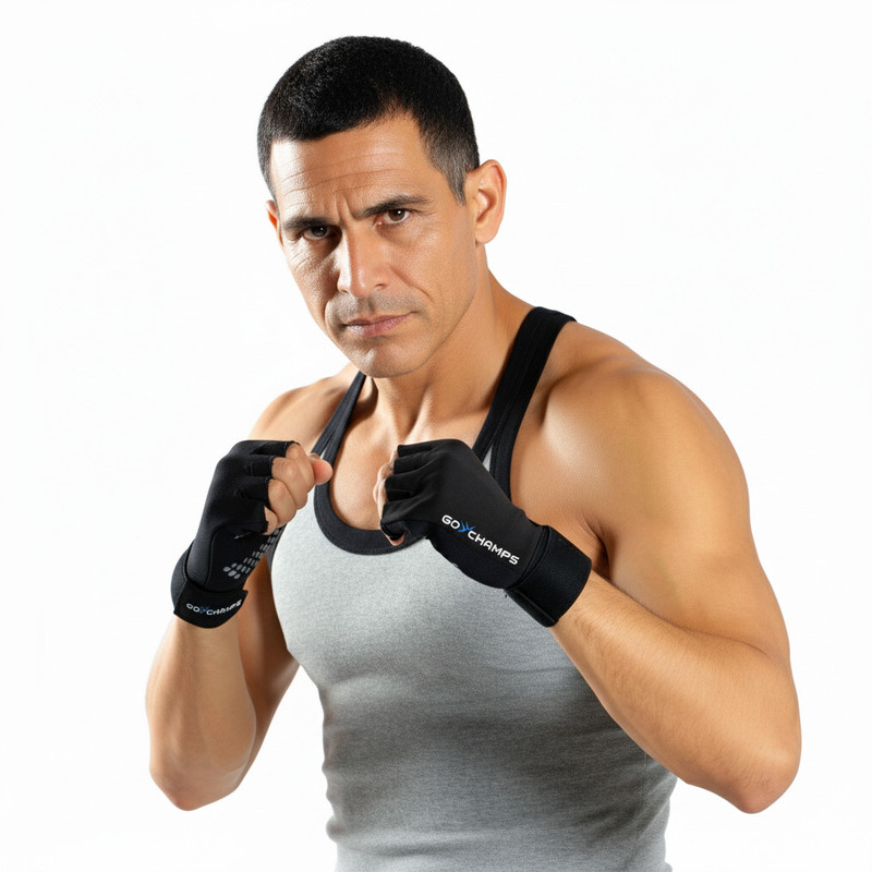 GoChamps Multi Sports Gloves with Wrist Support Anti Slip, Lightweigh, Fingerless Design Gym & Fitness Gloves(Black)
