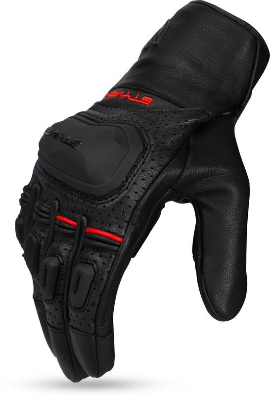 Ignyte Gauntlet Full Finger Bike Riding Leather Gloves with Touch Screen Sensitivity Riding Gloves(Black)