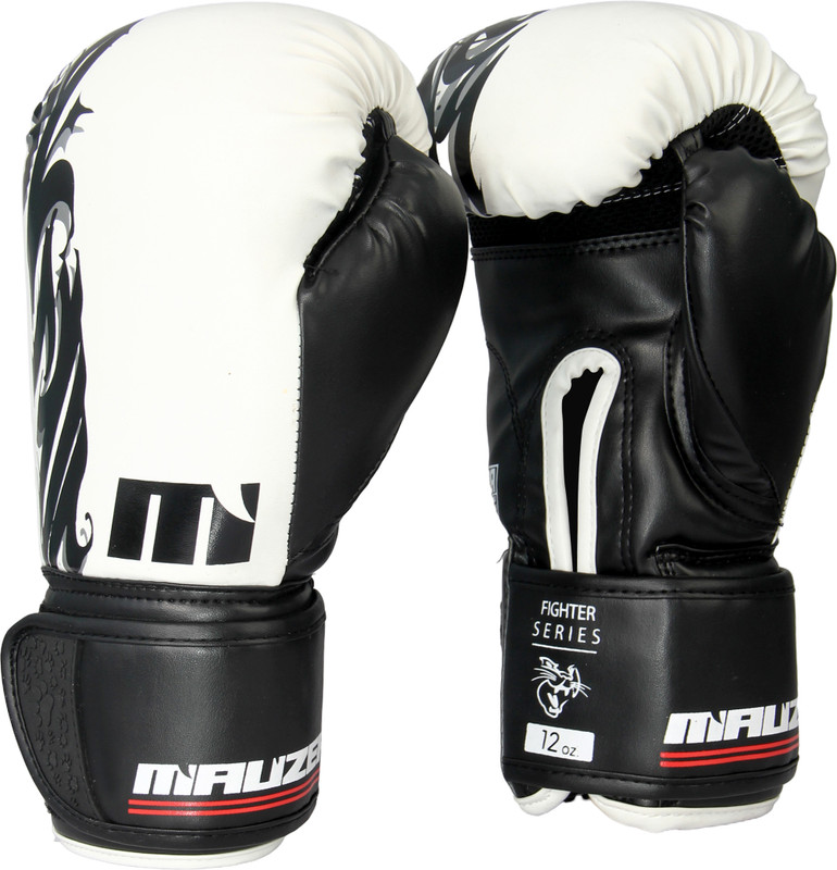 Mauzer Tribal Shadow Fighter with EIA Padding & 3” Stabilizing Cuff Boxing Gloves(White)