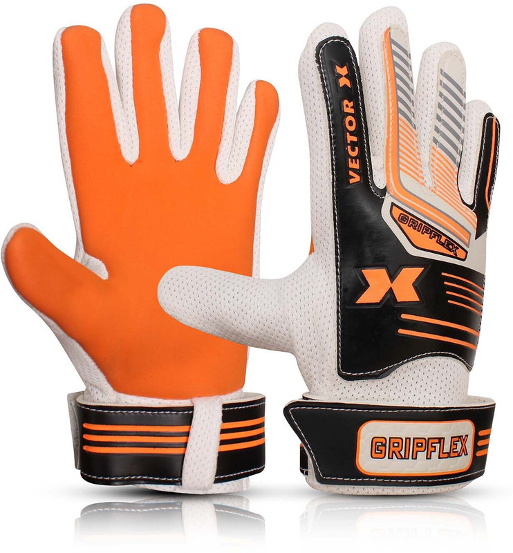VECTOR X Gripflex Goalkeeper Goalie Soccer Football Goalkeeping Gloves(White, Black, Orange)