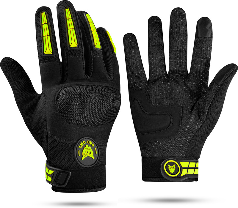 BAD OWL Wind Rider Full Finger Motorcycle Riding Gloves with Touchscreen Fingertips Riding Gloves(NEON)