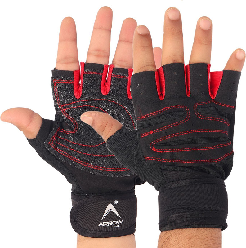 GymWar SPIDER GEL GLOVES WITH EXTRA HOLD AND WRIST SUPPORT Gym & Fitness Gloves(Red)
