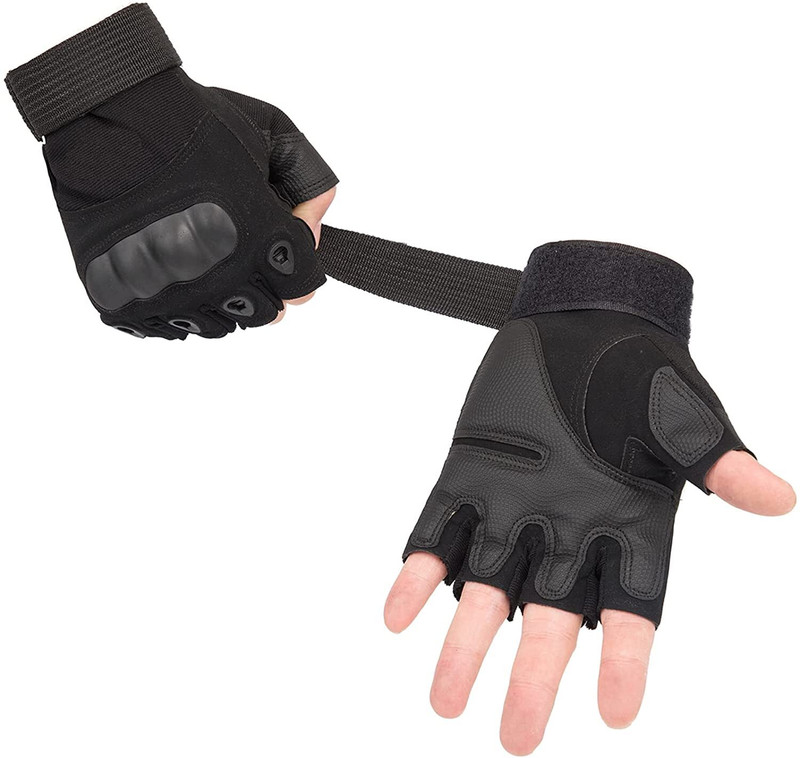 Leosportz actical Fingerless Gloves for Motorbike Motorcycle Cycling Climbing Hiking Hunting Cycling Gloves(Black)