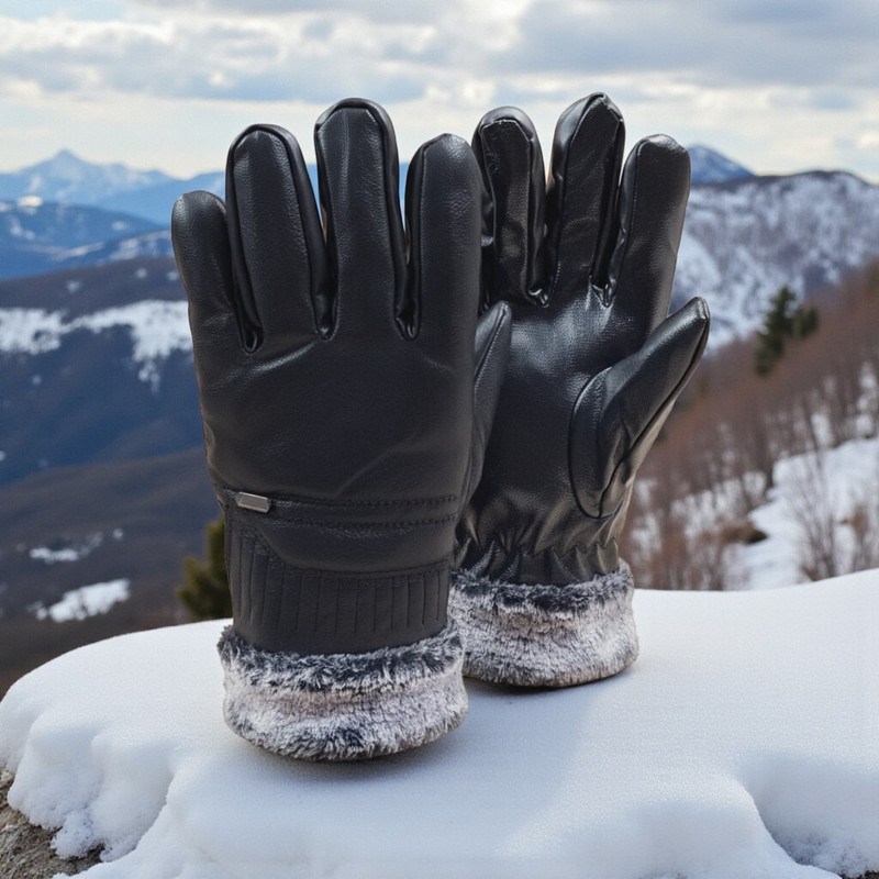 zaysoo Full Lather Winter, Waterproof Outdoor Gloves Riding Gloves(Black, Silver)