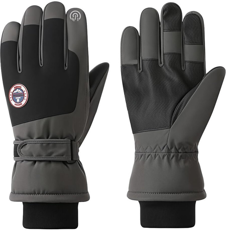 gustave Winter Ski Gloves for Men Thermal Warm Plush Lined Touchscreen Gloves Ski Gloves(Black)