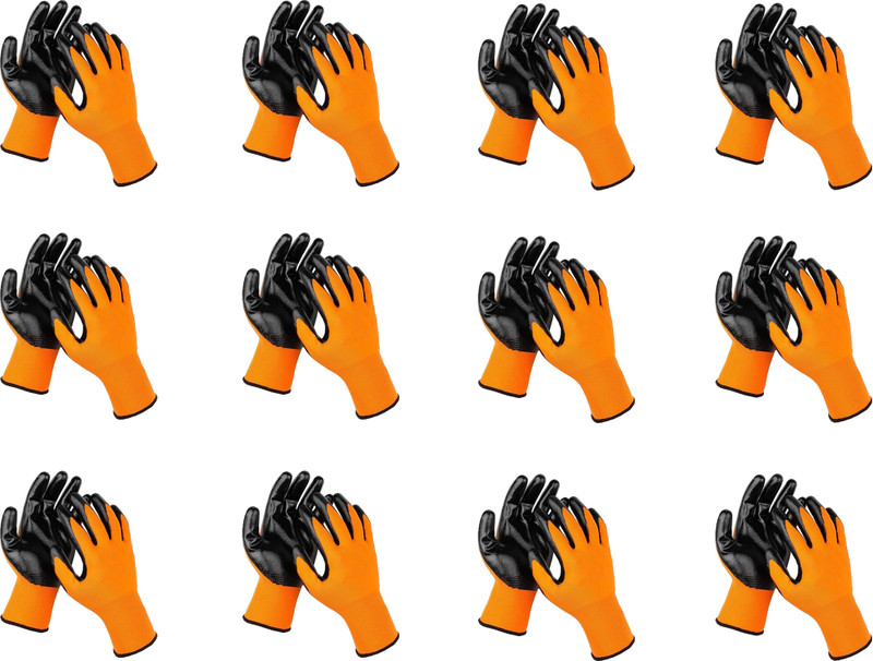 HM EVOTEK Nylon PU Coated Firm Grip Industrial Safety Work Cut Resistant Hand Gloves K4 Skating Gloves(Orange)