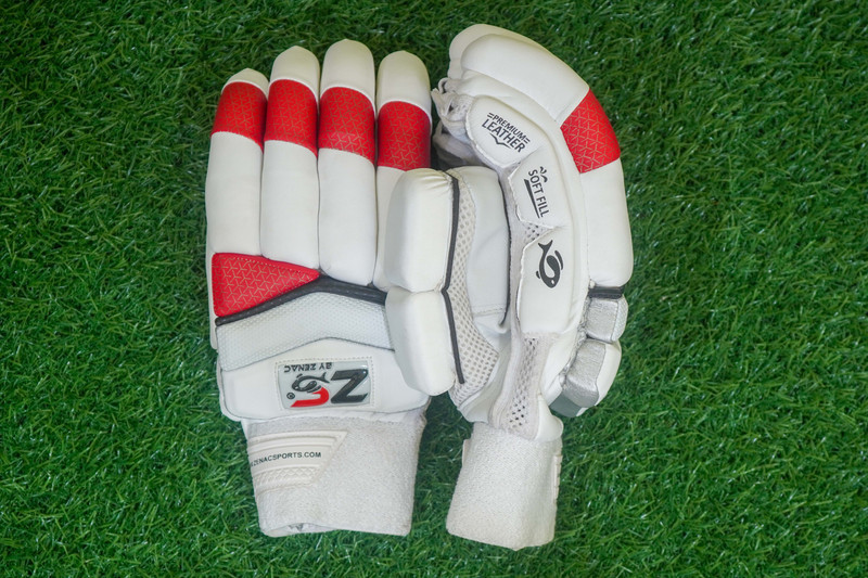 zenac sports KING RED Batting Gloves(white & RED)