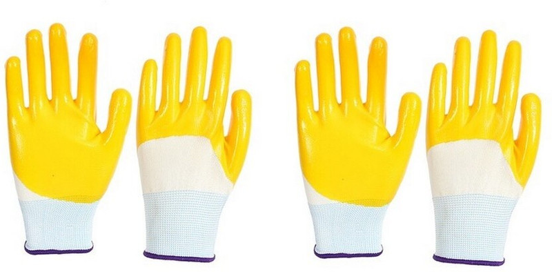 RBGIIT Cut-Proof Safety Hand Gloves Nylon and Rubber Coated Hand Gloves for Domestic K1 Skating Gloves(Yellow, White)