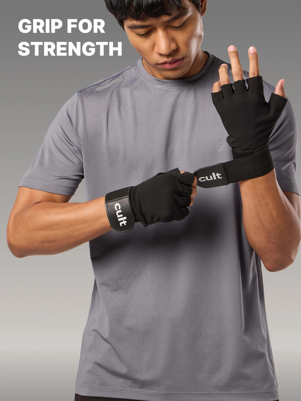 Cult Workout Gym Gloves Large Black Red Gym & Fitness Gloves(Black Red)
