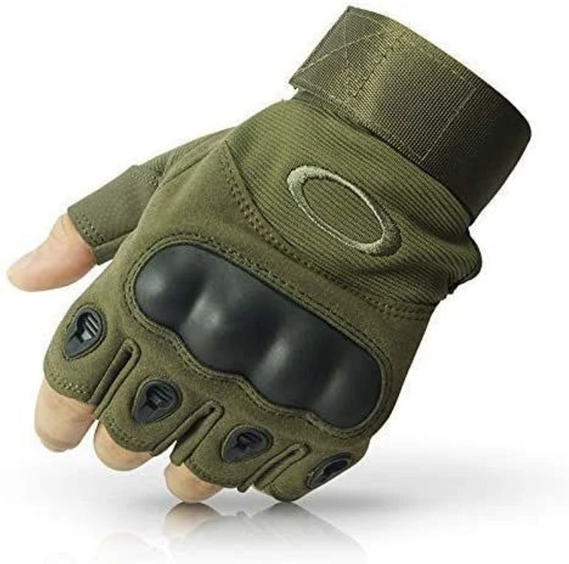 HOC Nylon Tactical Half Finger Gloves for Sports Gym & Fitness Gloves(Army green)