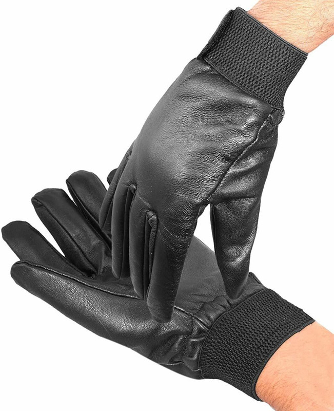 zaysoo Unisex Winter Leather Black Medium Gloves Diving Gloves(Black)