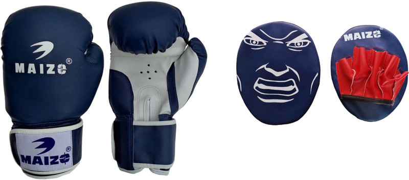 MAIZO Kids Punch Mitts focus Pad Combo With Striker Training 8 Oz Boxing Gloves(Blue, White)