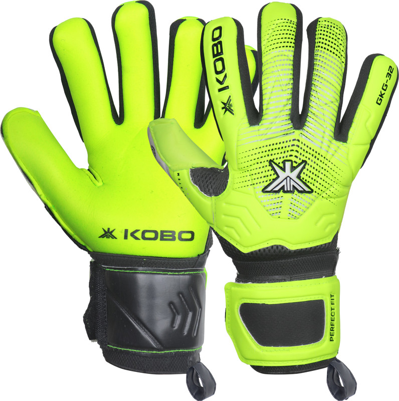 KOBO Football / Soccer Goalie Profesional German Latex GoalKeeper Gloves, Strong Grip Goalkeeping Gloves(Green)