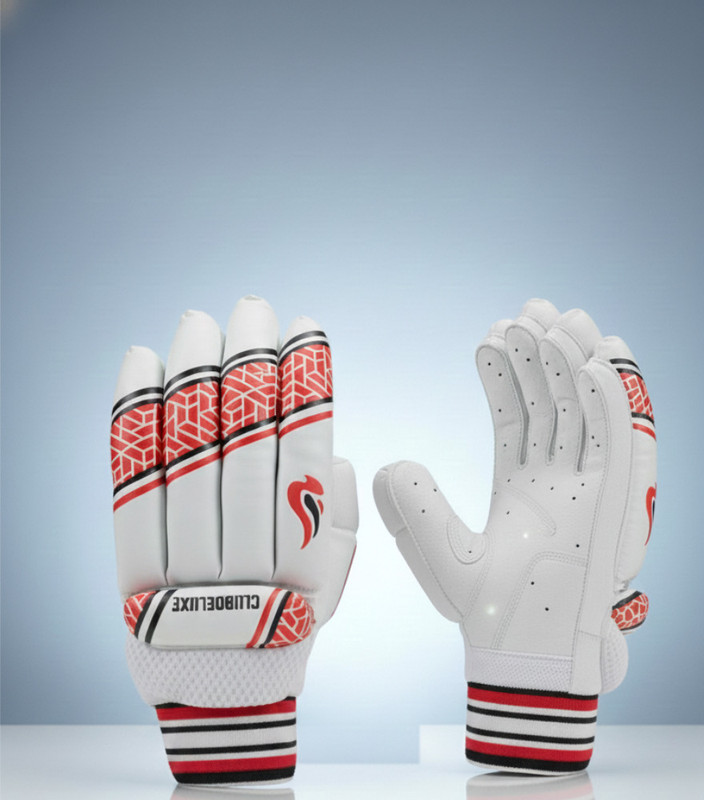 Shopeleven Cricket Batting Gloves Suitable for Both Right-Hand and Left-Hand Bats men Batting Gloves(Red, White)