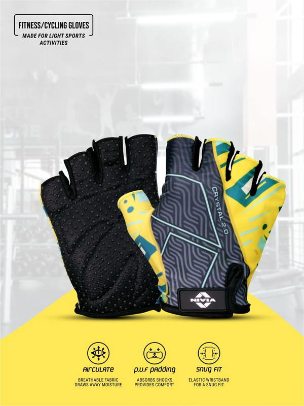 NIVIA Crystal , Ideal for Cross Training, Gym Workouts & Cycling Gym & Fitness Gloves(Black)
