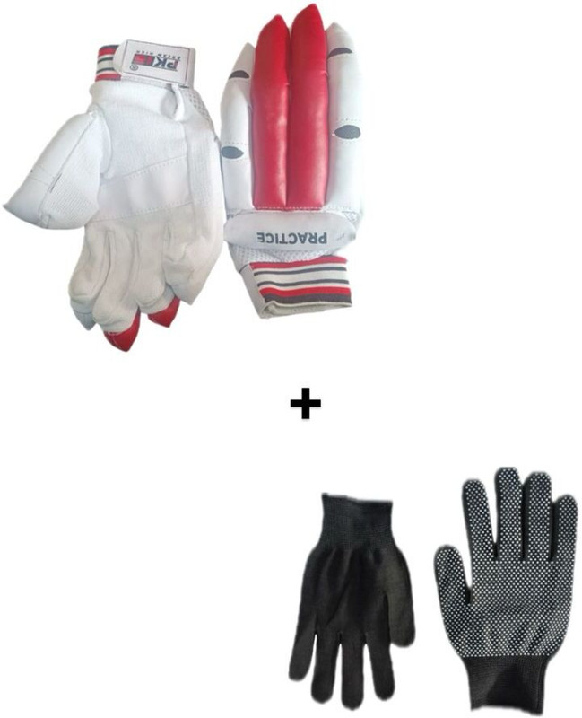 MFG RED BATTTING BLACK INNER Batting Gloves(Multicolor)
