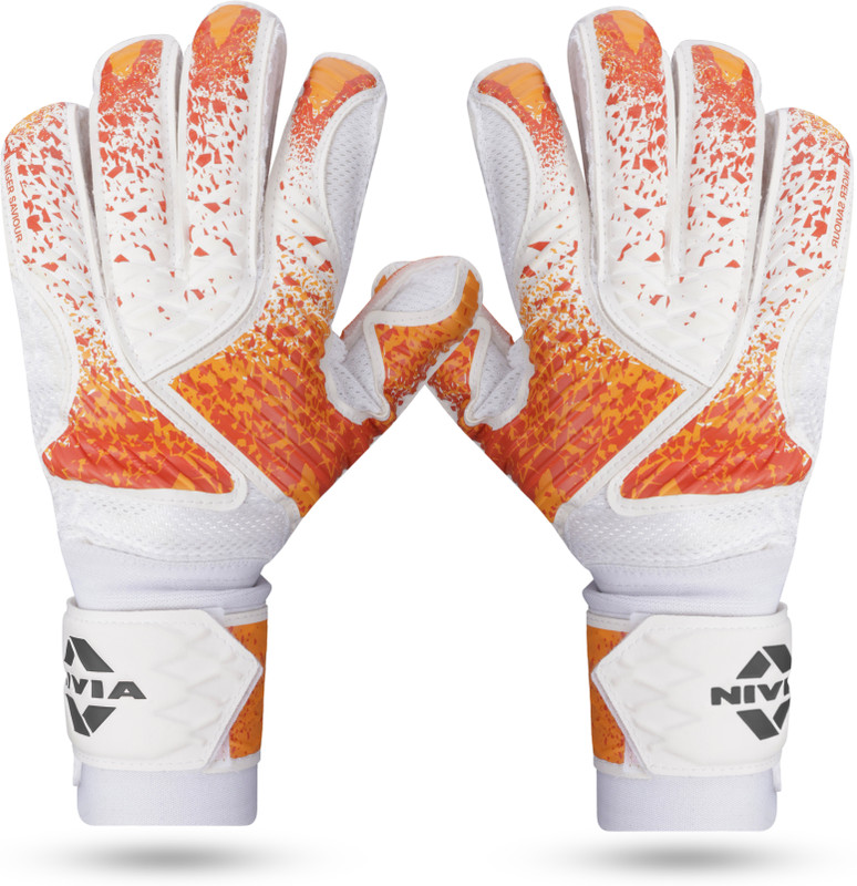 NIVIA Finger Saviour Goalkeeper Gloves Goalkeeping Gloves(Orange, White)