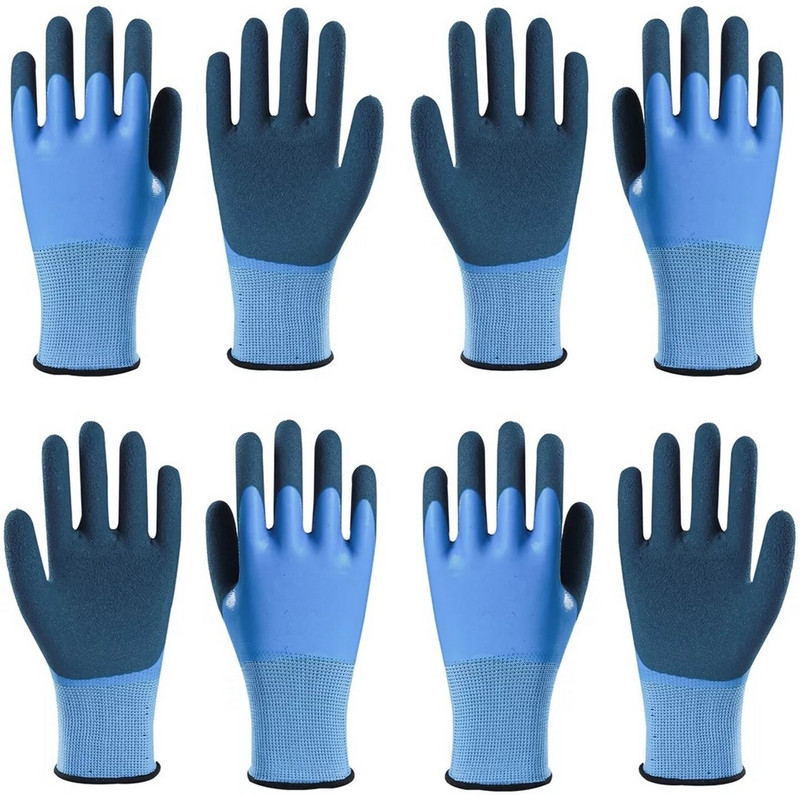 HM EVOTEK Unisex Heavy Duty Reusable Double Coated Safety Gloves Industrial Gardening K1 Climbing Gloves(Sky Blue)