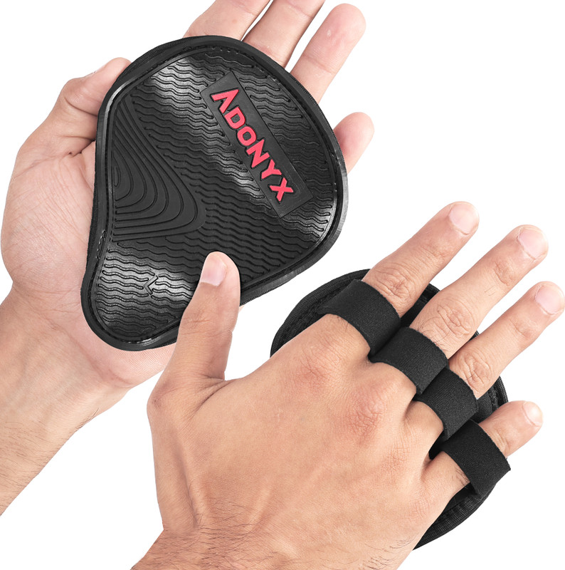 ADONYX Workout Gloves for Gym - Durable Gym Grips, & Grip Pads to Avoid Calluses Gym & Fitness Gloves(Black)