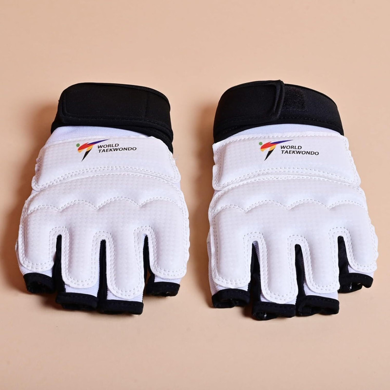 Koryox Imported Taekwondo Gloves Pair Size XL | Open Finger Protective Gloves Martial Art Gloves(White & Black)